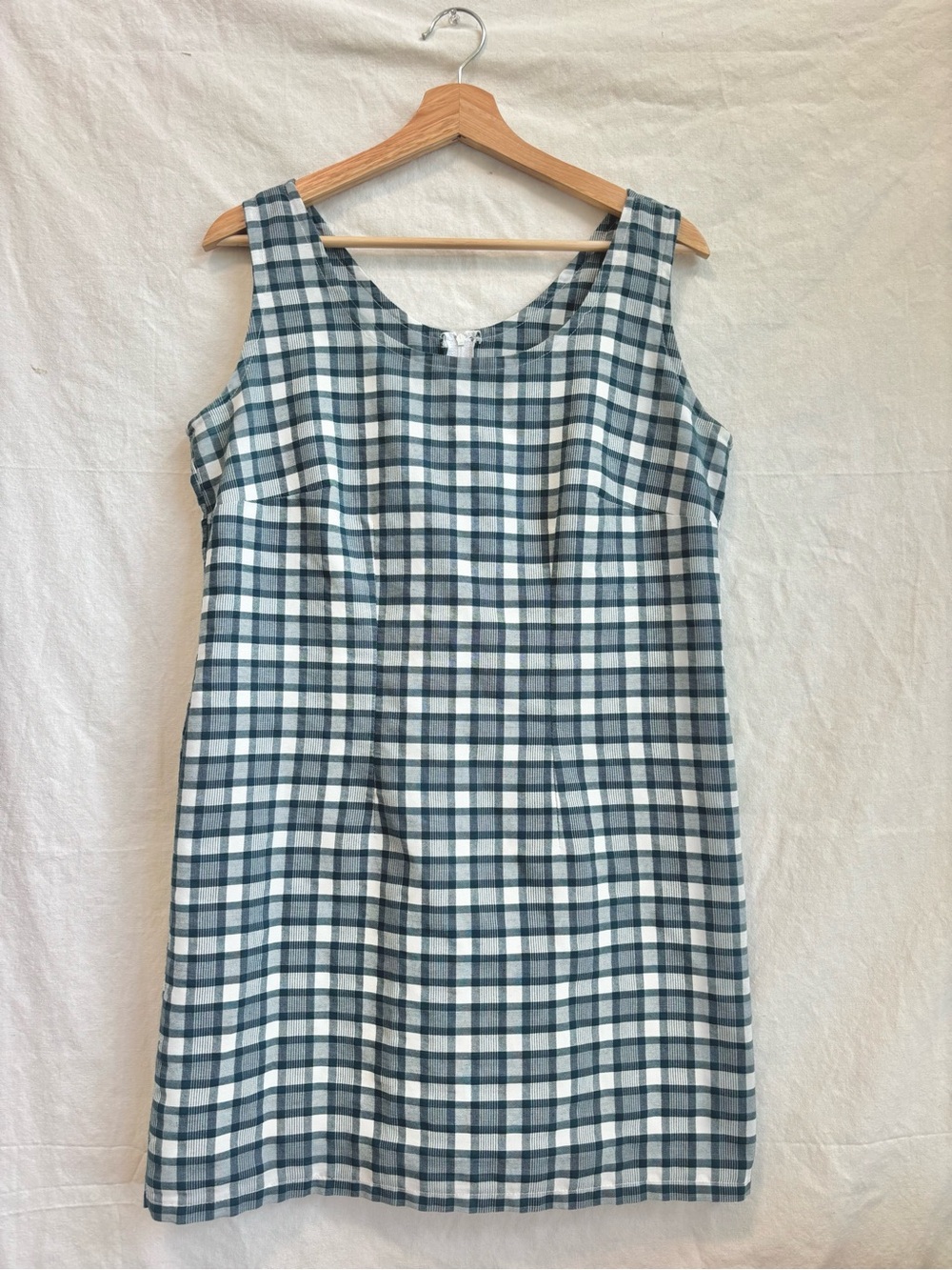 Sleeveless Blue Plaid Shift Dress - Classic Check Pattern